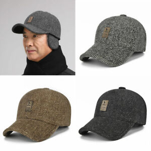 Men Winter Warm Wool Baseball Cap Adjustable Outdoor Sport  Hat All-match Casual
