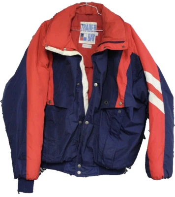 VTG TRADER BAY 80s Red/Navy Reversible Men's Puffer Coat Jacket  XL  Nylon - Image 1 of 4