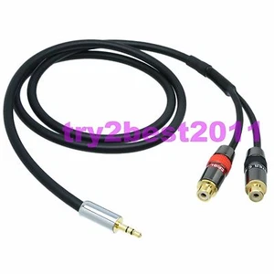 3.5mm male plug stereo TRS to 2x RCA TV female jack mono DIY Canare L-4E6S cable - Picture 1 of 12
