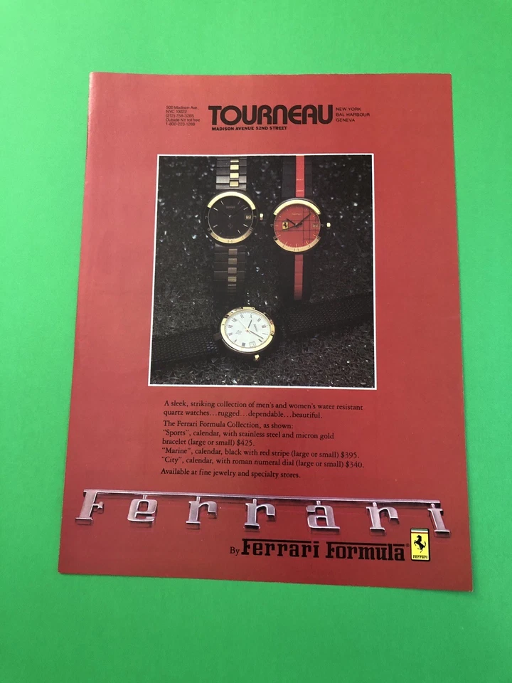1983 1984 1985 FERRARI WATCH ORIGINAL VINTAGE PRINT AD PRINTED ADVERTISEMENT - Image 1 of 1