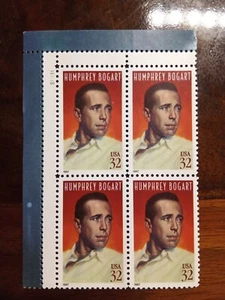 US Stamps # 3152 32 cent Humphrey Bogart plate block of 4 stamps MNH 1997 - Picture 1 of 1