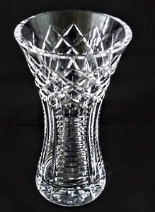 WATERFORD VASE Vintage CRYSTAL DIAMOND WEDGE CUT Old Logo - Picture 1 of 6