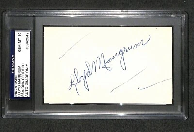 Lloyd Mangrum US Army WWII & Golf HOF "1946 US Open Winner" SIGNED 3x5 PSA/DNA - Image 1 of 2