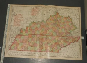 Antike Original Rand McNally Karte 28"x20" Kentucky Tennessee - Bild 1 von 1