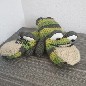 deLux Adult Wool Frog Mittens Green Knit Toad Gloves GIFT Costume Cospaly Nepal - Picture 1 of 7