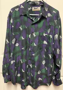 Camisa de colección Impact talla L manga larga patrón geométrico seda botones EC - Imagen 1 de 9