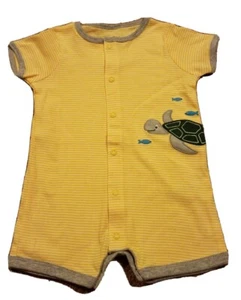 NEW Carter's Baby Unisex Yellow Striped Turtle Theme Romper Size 6 Months - Picture 1 of 4