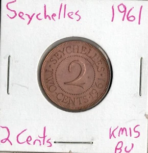 Moneda Seychelles (Colonia Corona Británica) 2 Céntimos 1961 KM15, muy baja acuñación - Imagen 1 de 4