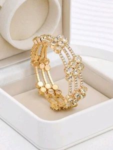 Impresionante pulsera elástica de diamantes de imitación en capas - Imagen 1 de 3