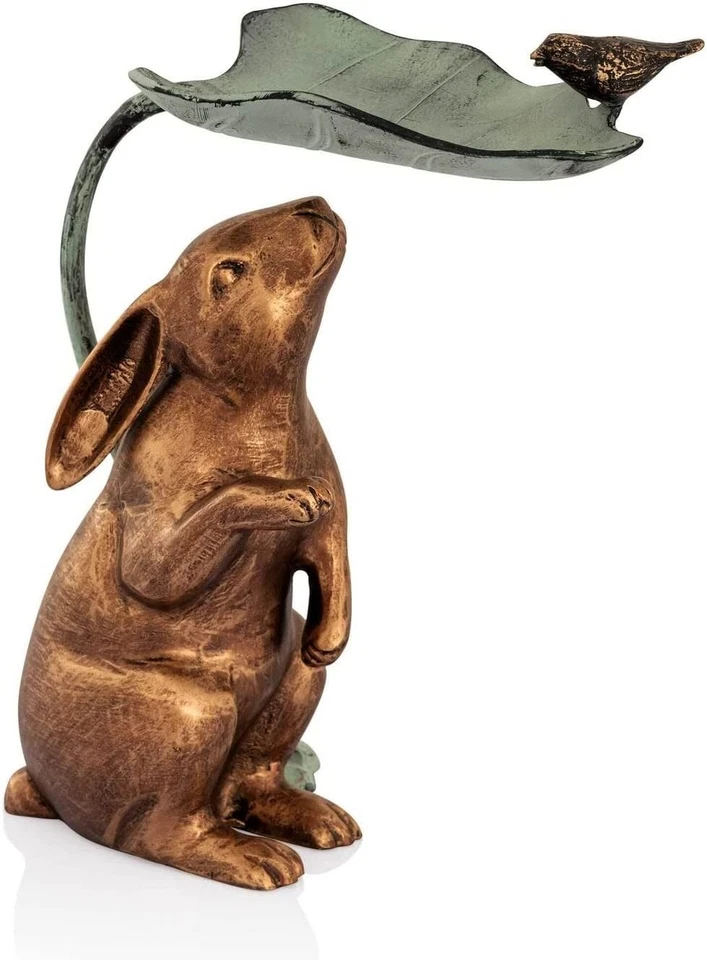 Rabbit Bird And Leaf Birdfeeder Bunny Garden Statue Large 18"H SPI Home 53048