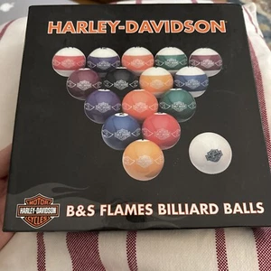 Harley Davidson B&S Flames Billiard Balls Pool Table Eagle Shield HD Hawg - Picture 1 of 2