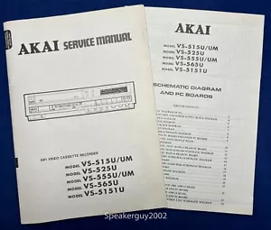 Original Akai VS- 515U 525U 555U 565U 5151U Service Manual & Schematics - Picture 1 of 1