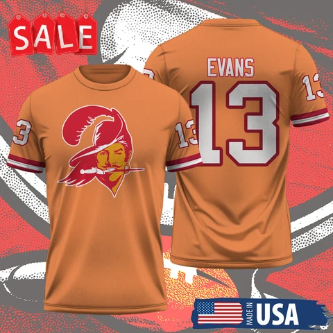 Mike Evans Orange Tampa Bay Buccaneer Throwback Player Name & Number AOP T-Shirt Cover