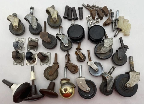 Caster Wheels Lot Salvage Parts Repair  Vtg Cover