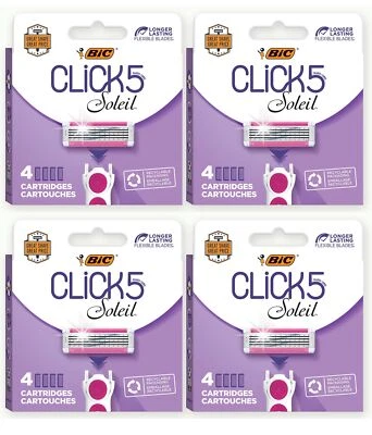 (4 packs) BIC Click 5 Soleil Women's Razor Refills with 5 Flexible Blades and - Image 1 of 4