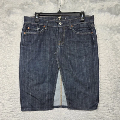 Saia Roxy Feminina 7 For All Mankind 29 M 10 Azul Escuro Fenda Frontal Reta 33x21 - Imagem 1 de 4