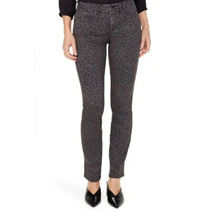 NYDJ 8 8P Alina Legging Skinny Jeans Animal Mid Rise 29" Inseam Gray Black B52 - Picture 1 of 10