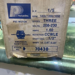 Packard Inc PSC Motor 70430 1/5 HP 3 Speed Double 1/2 Shaft 208-230 V 1.60 Amp - Picture 1 of 12