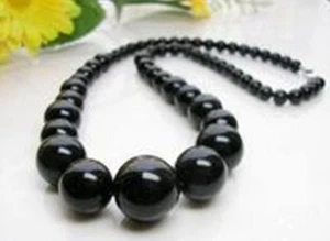 Collana donna autentica agata nera onice GARANZIA pietre naturali 6-14 mm NUOVA - Foto 1 di 7
