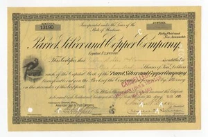 Parrot Silver and Copper Company Stock Certificate - Picture 1 of 2