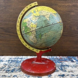 Vtg J. Chein & Co. World Globe Rotating Tin Litho Small 9'' Tall 1930’s - Picture 1 of 11