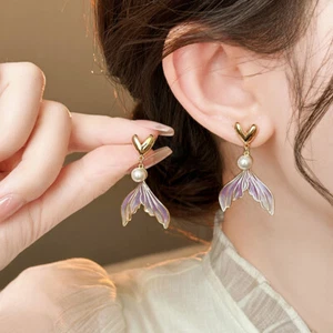 Exquisite Love Fish Tail Pearl Women's Fashion Earrings, Exquisite Gifts - Picture 1 of 17