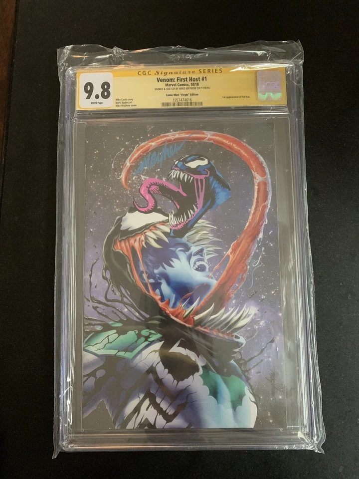 毒液第一主机 #1 漫画完好处女变体 CGC SS 9.8 签名/REMARK Mayhew  — 第 1/1 张图片