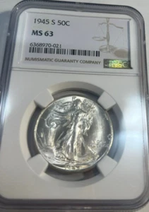 1945 S Walking Liberty Half dollar NGC MS63-Great Half Dollar - Picture 1 of 4