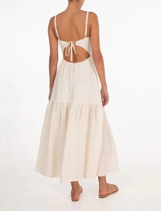 PEONY Womens Designer Gardenia Tie Back Midi Dress Cream XL RRP $490 BNWT - Picture 1 of 16