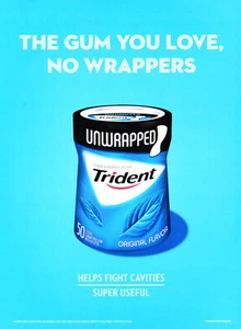 TRIDENT GUM AD #24 MAGAZINE promo AD 2015 THE GUM YOU LOVE, NO WRAPPERS - Picture 1 of 2