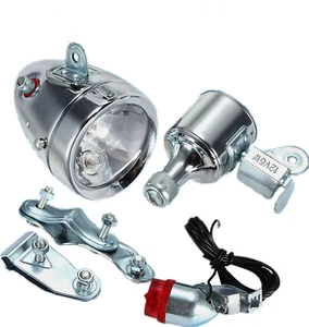 12V 6W Bicycle Motorized Bike Friction generator Dynamo Headlight Tail Light Kit - Picture 1 of 4