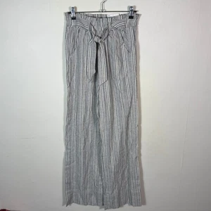 SO Women's Small Wide Leg Linen Pants High Rise Waist Tie Front 27x33 NWT - Picture 1 of 8