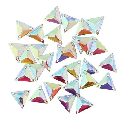 30pcs Flatback Sew on Triangle Diamante Rhinestone 22mm - Image 1 of 3