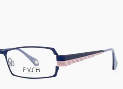 FYSH Eyeglasses Frames 3388 Navy Blush Rectangular Metal Full Rim 51-18-135 NEW! - Image 1 of 4