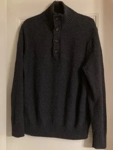 Suéter Banana Republic Para Hombre 3/4 Botones Cuello Simulado Tejido Pesado Gris Oscuro L - Imagen 1 de 9