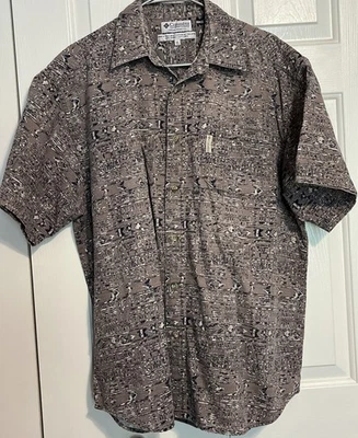 Camisa Columbia Vintage Hombre,s XL Tostado Azteca Patrones Geométricos Foto 1 de 4