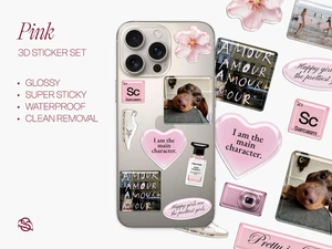 Pink – 3D Epoxy Sticker Sheet in Soft Glossy Blush Mood - Photo 1 sur 4