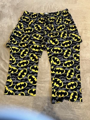 DC Comics Batman Logo Pajama Pants Men's XX-Large Black Yellow Sleep Lounge - Image 1 of 4
