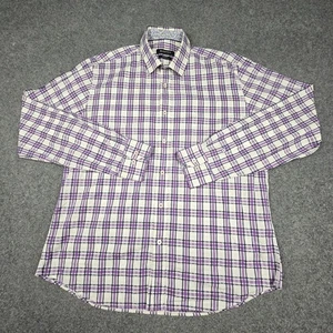 Bugatchi Shirt Mens LARGE Purple Shaped fit Long Sleeve Button Up cotton Size L - Picture 1 of 8