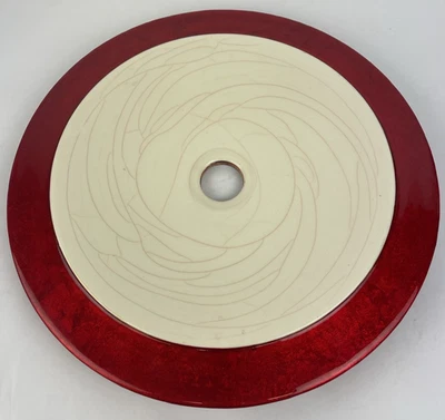 Fregadero de vidrio de diseño redondo crema con diseño de decoración moderna rojo metal OD 15,25" Foto 1 de 4