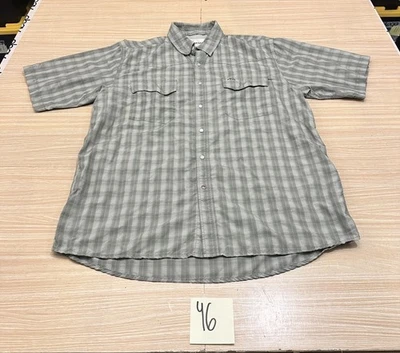Simms Pearl Snap Fishing Shirt Large Plaid Short Sleeve Vented Outdoor - Image 1 of 4