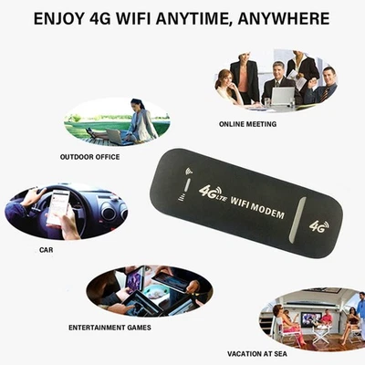 4G LTE USB Modem Dongle 150Mbps Mobile Broadband Unlocked W/Sim Card Slot WiFi - Image 1 of 4