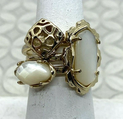 kendra scott Island escape Aisha three ring set gold tone ivory mother of pearl - Image 1 of 4