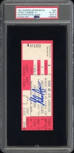 1981 Topps Nolan Ryan 5TH No-Hitter PSA FULL TICKET Highest graded Auto Signed - Picture 1 of 2