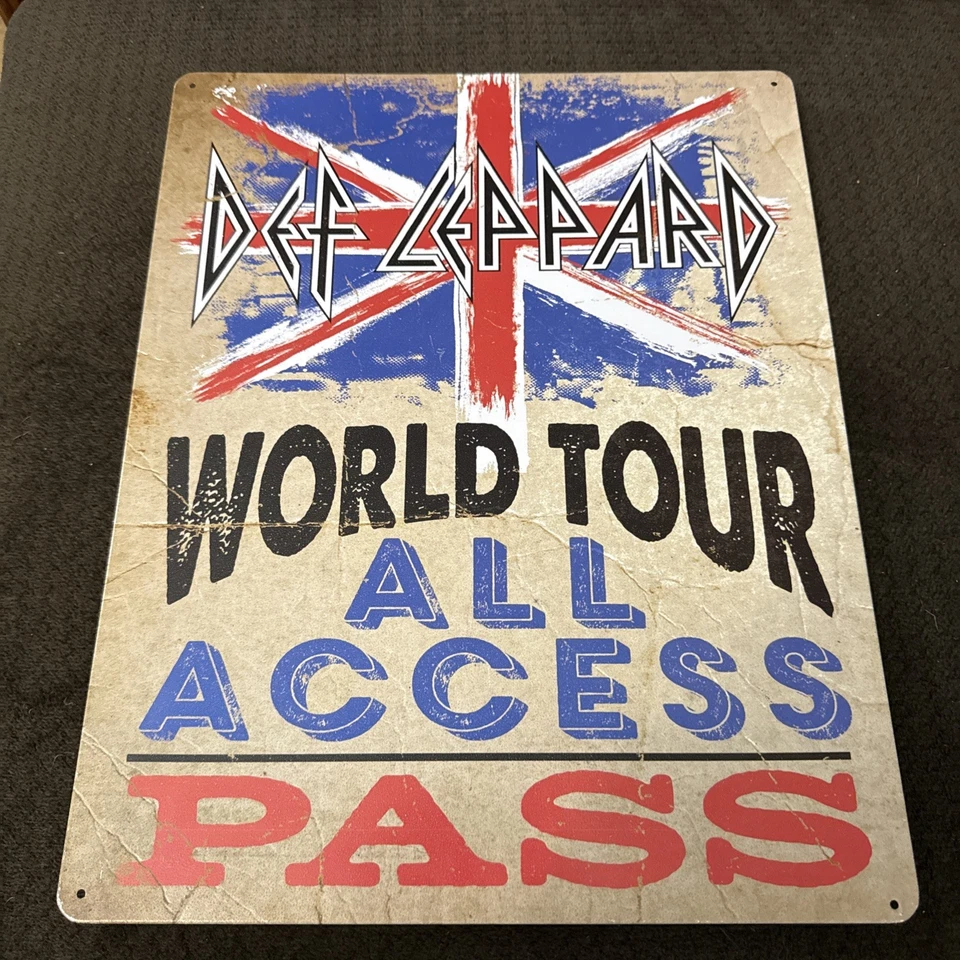 Reproduction-Def Leppard World Tour Lithographed Steel Metal sign-original board - Image 1 of 1