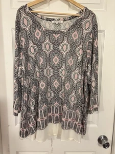 Rose & Olive schwarze Paisley 2 in 1 Look Bluse Slinky elegant  - Bild 1 von 9