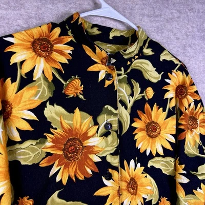 VTG Coldwater Creek Sunflower Jacket Women’s Size Medium Grandmacore Flowercore - Image 1 of 4