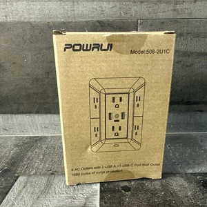 POWRUI Modelo 508-2U1C 6 Tomas de CA con 2 USB A y 1 Puerto USB C - Imagen 1 de 8
