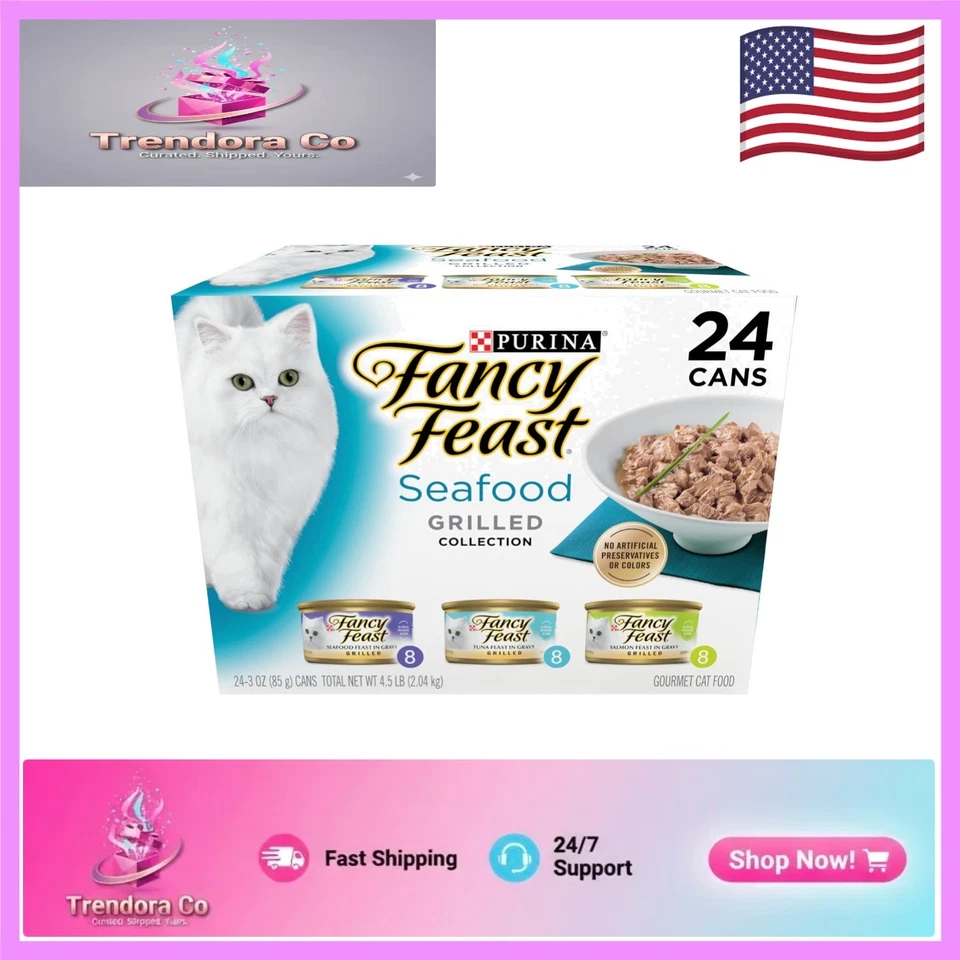 Grilled Seafood Wet Cat Food Variety Pack - 24 x 3 oz. Cans for All Cats - Image 1 of 4