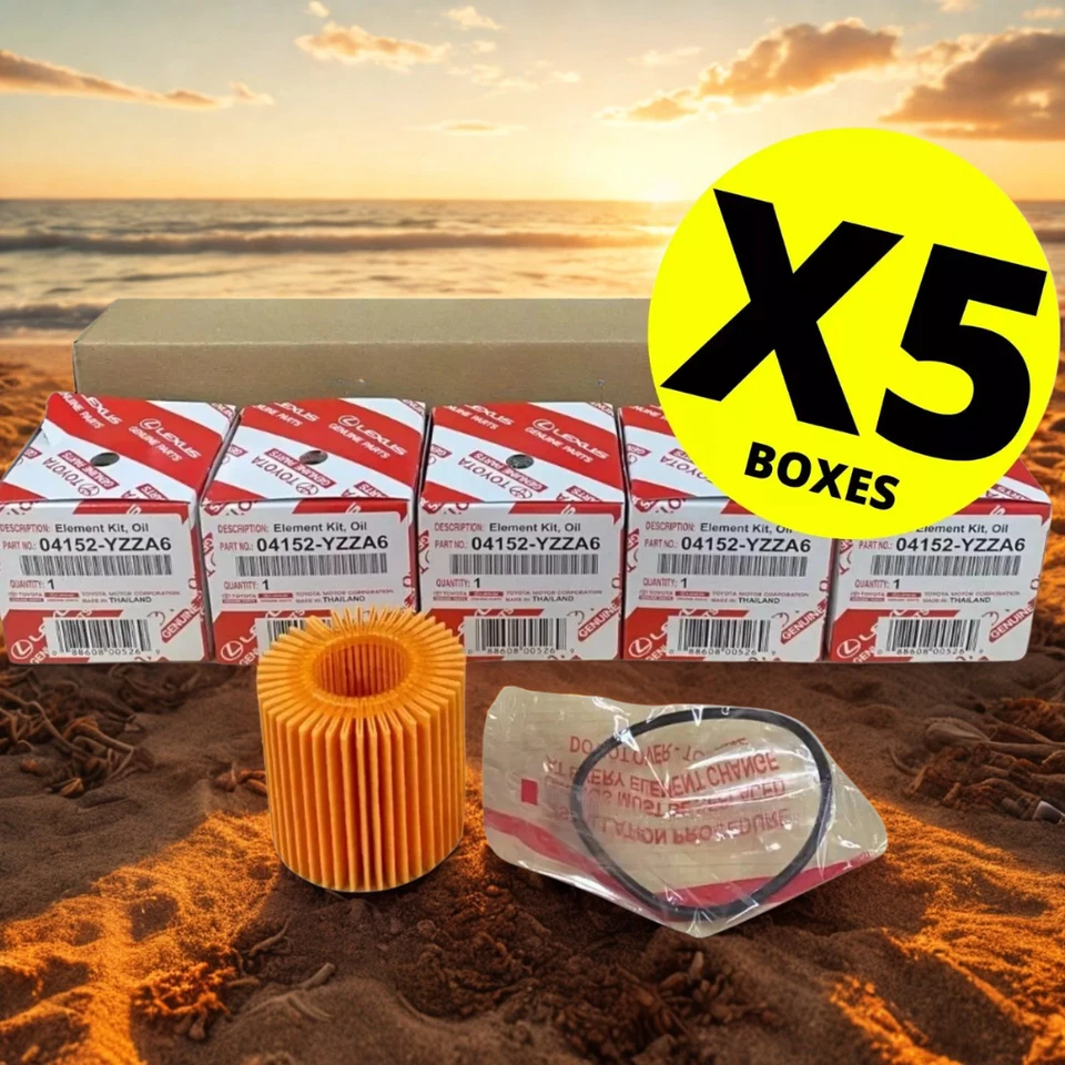 TOYOTA COROLLA PRIUS SCION IM XD OIL FILTER SET OF 5 GENUINE OEM 04152-YZZA6 - Image 1 of 4